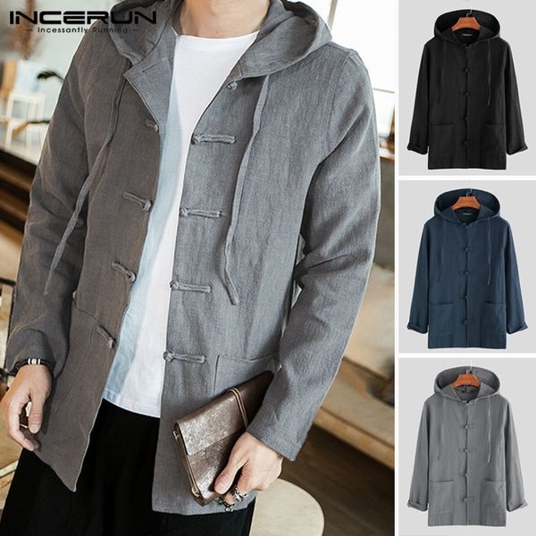 incerun vintage men's shirt chinese style cotton hooded solid color button hanfu retro long sleeve casual men shirts 7 y200408, White;black
incerun vintage men's shirt chinese style cotton hooded solid color button hanfu retro long sleeve casual men shirts 7 y200408, White;black