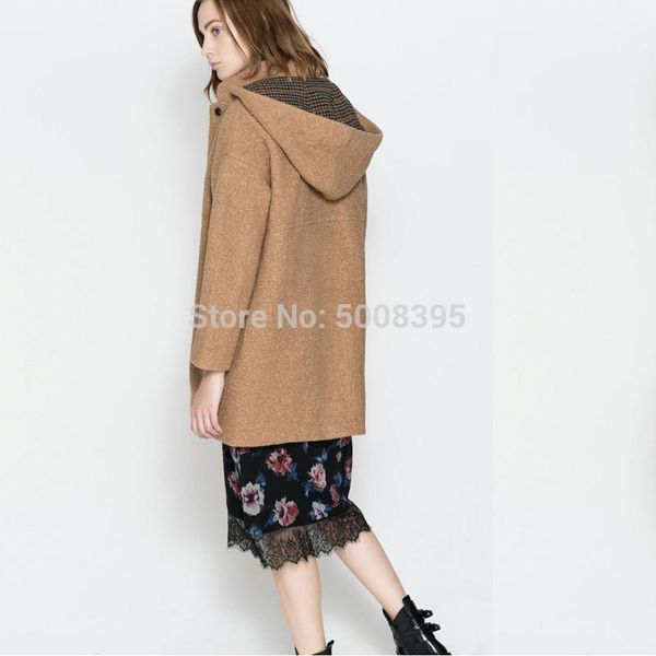 woman camel color hooded wool coat stand collar front snap buttons sides pockets long sleeves coats woman1, Black
woman camel color hooded wool coat stand collar front snap buttons sides pockets long sleeves coats woman1, Black