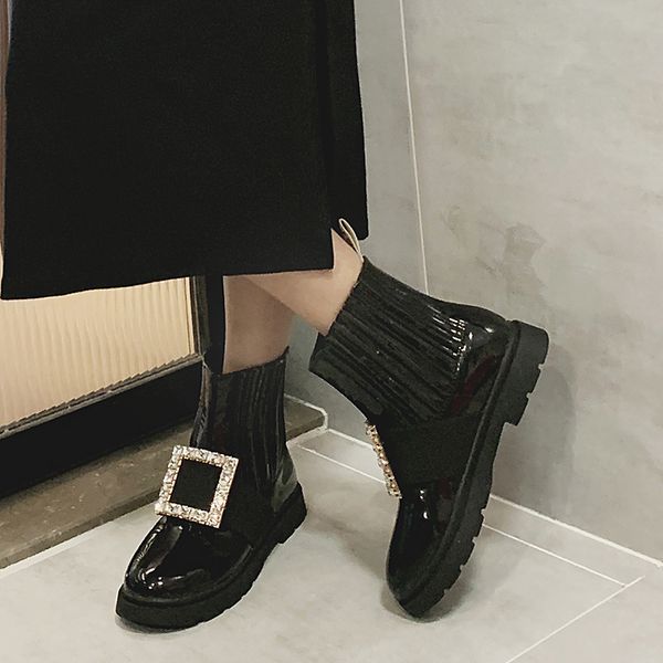 lucyever luxury square buckle strass black patent leather women shoes low heels woman slip on platform fashion boots 4u5y
lucyever luxury square buckle strass black patent leather women shoes low heels woman slip on platform fashion boots 4u5y