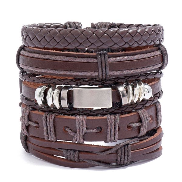 new jewelry woven leather bracelet simple diy combination set imitation leather bracelet, Silver
new jewelry woven leather bracelet simple diy combination set imitation leather bracelet, Silver
