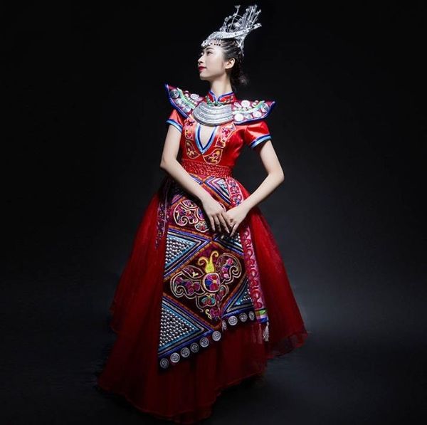 new chinese vintage unique miao shan girls' dance performance stage minority yao women's stage performance dress yunnan, Red
new chinese vintage unique miao shan girls' dance performance stage minority yao women's stage performance dress yunnan, Red