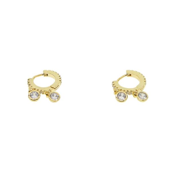 wholesale minimal cute jewelry mini hoops with double bezel cz charm gold color fashion earring, Golden;silver
wholesale minimal cute jewelry mini hoops with double bezel cz charm gold color fashion earring, Golden;silver