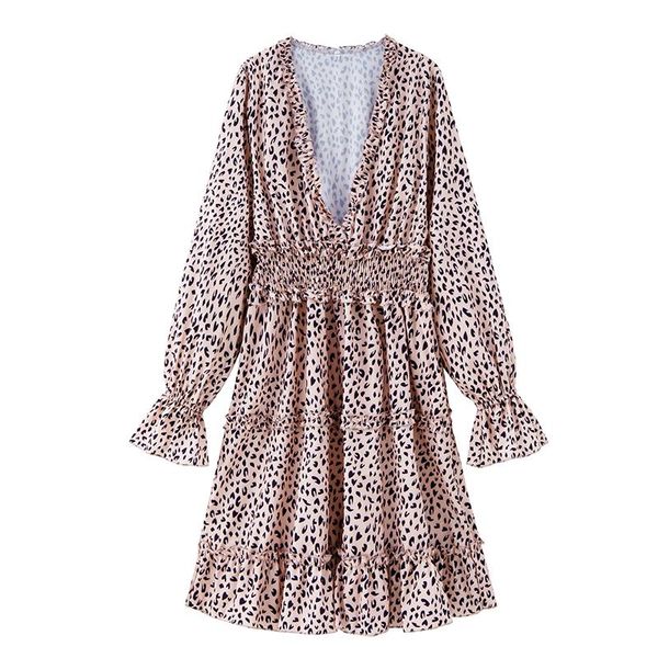 autumn deep v neck leopard print dress for women winter long sleeve ruffles a line dress slim female party vestidos, Black;gray
autumn deep v neck leopard print dress for women winter long sleeve ruffles a line dress slim female party vestidos, Black;gray