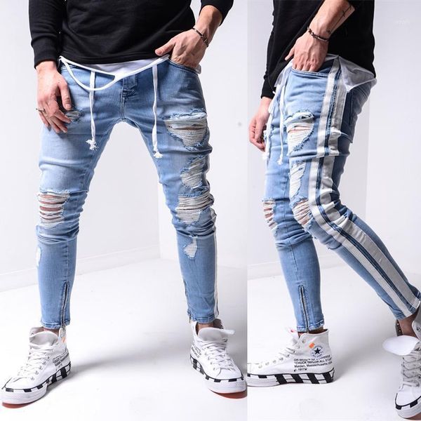 side stripe pencil jeans for men ripped hole skinny denim pants casual streetwear jeans hip hop jean hombre pantalon plus size1, Blue
side stripe pencil jeans for men ripped hole skinny denim pants casual streetwear jeans hip hop jean hombre pantalon plus size1, Blue