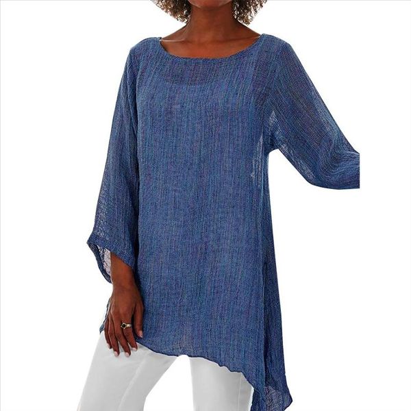 large size t shirt women long sleeved o neck t shirt casual loose irregular linen solid color pullover, White
large size t shirt women long sleeved o neck t shirt casual loose irregular linen solid color pullover, White