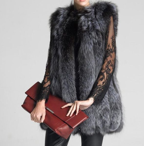 faux fox fur vest ladies mid-length female silver fox european and american coat fur grass haining fur coat, Black;white
faux fox fur vest ladies mid-length female silver fox european and american coat fur grass haining fur coat, Black;white