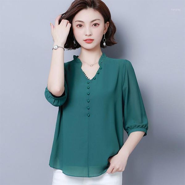 women's spring autumn style chiffon blouse shirt women's ruffles button loose long sleeve v-neck temperament dd83801, White
women's spring autumn style chiffon blouse shirt women's ruffles button loose long sleeve v-neck temperament dd83801, White