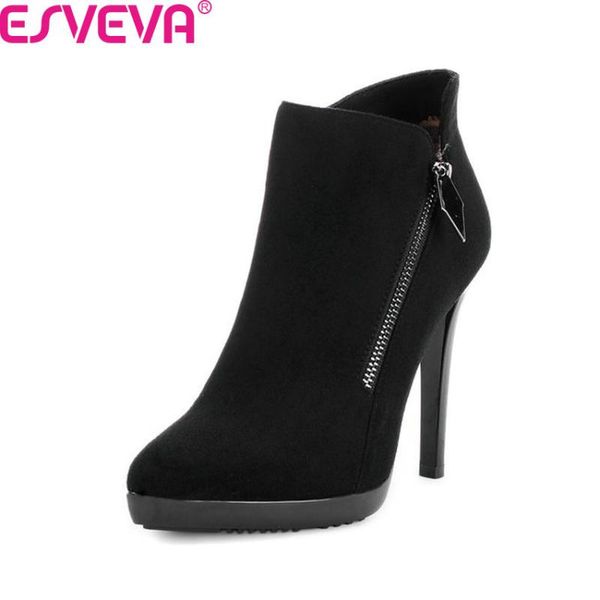 esveva 2020 scrub women boots thin heels autumn spring high heels ankle boots fashion pointed toe ladies shoes size 34-39, Black
esveva 2020 scrub women boots thin heels autumn spring high heels ankle boots fashion pointed toe ladies shoes size 34-39, Black