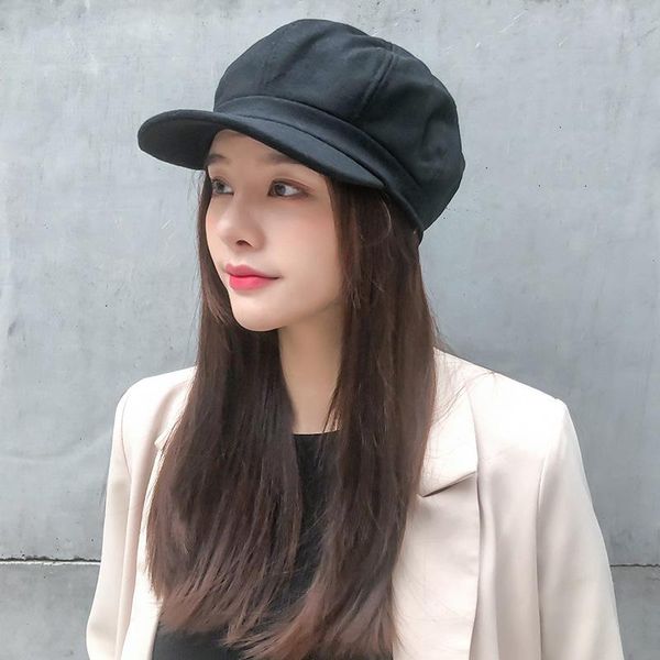 hat autumn winter woolen octagonal hat female korean british black painter's casual versatile cap, Blue;gray
hat autumn winter woolen octagonal hat female korean british black painter's casual versatile cap, Blue;gray
