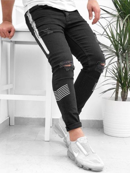 men's jeans men skinny ripped white stripes biker pencil pants side stripe letter printing streetwear party date denim costume, Blue
men's jeans men skinny ripped white stripes biker pencil pants side stripe letter printing streetwear party date denim costume, Blue