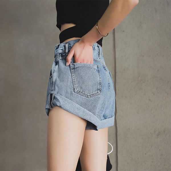 wenyujh vintage high waist crimping denim 2020 korean style casual shorts jeans summer short pants women y200512, White;black
wenyujh vintage high waist crimping denim 2020 korean style casual shorts jeans summer short pants women y200512, White;black