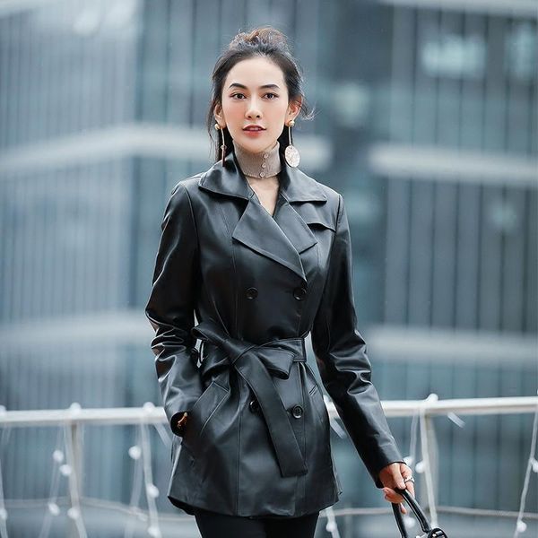 women's leather & faux genuine autumn jacket real sheepskin coat female long korean jackets for women clothes 2021 my3873, Black
women's leather & faux genuine autumn jacket real sheepskin coat female long korean jackets for women clothes 2021 my3873, Black