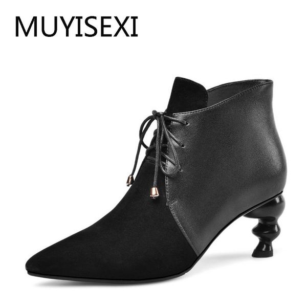 Autumn Boots For Women Pointed Toe Unique High Heels Shoes Genuine Leather Ladies Ankle Boots Botte Femme MX07 MUYISEXI, Black
Autumn Boots For Women Pointed Toe Unique High Heels Shoes Genuine Leather Ladies Ankle Boots Botte Femme MX07 MUYISEXI, Black