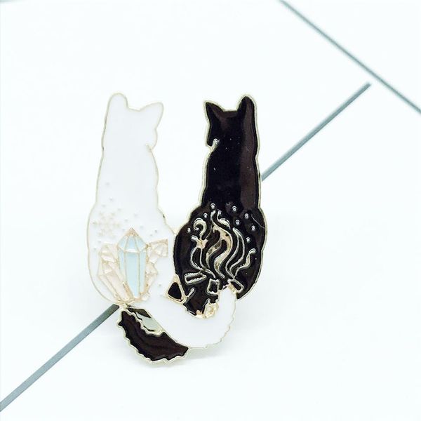 enamel cute new cartoon black and white couple cat flame jewel imprint girl bag jewelry brooch, Blue
enamel cute new cartoon black and white couple cat flame jewel imprint girl bag jewelry brooch, Blue