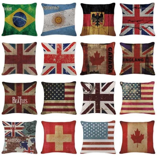 pillowcase shabby chic national flag europe throw pillows farmhouse large cotton linen home decor america pillow case1
