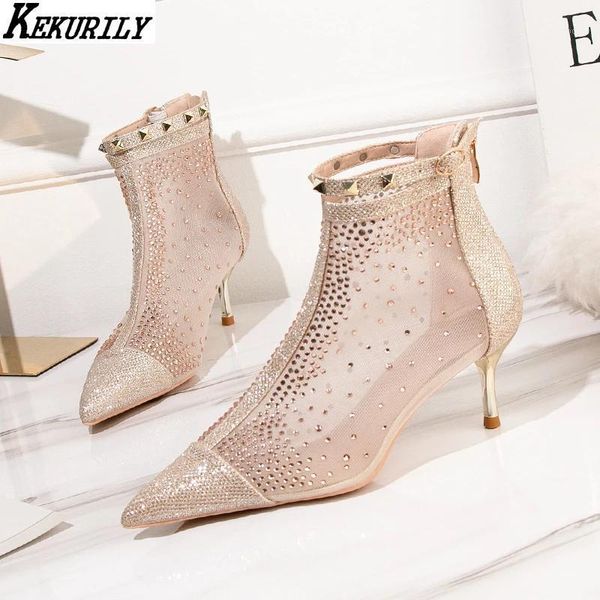 glitter ankle boots women rivet pointed toe short boot mesh patchwork high heels shoes fashion zapatos mujer big size 34-411, Black
glitter ankle boots women rivet pointed toe short boot mesh patchwork high heels shoes fashion zapatos mujer big size 34-411, Black