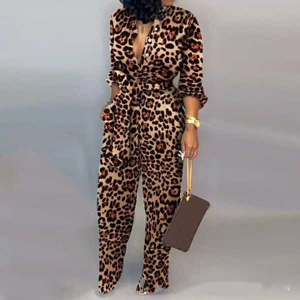 2019 sexy parted leopard print с длинным рукавом комбинезон, Black;white