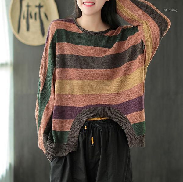 women sweater striped o neck knit 2020 autumn new cotton irregular plus size loose long-sleeved pullovers casual women blouse1, White;black
women sweater striped o neck knit 2020 autumn new cotton irregular plus size loose long-sleeved pullovers casual women blouse1, White;black