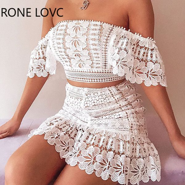 women solid off shoulder lace two-piece set & skirt set 2 piece casual set t200702, White
women solid off shoulder lace two-piece set & skirt set 2 piece casual set t200702, White