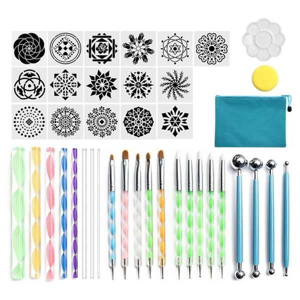 41pcs mandala dotting tools set for painting rock stencil acrylic stick palette brush pen carr qyljzd, Silver 
41pcs mandala dotting tools set for painting rock stencil acrylic stick palette brush pen carr qyljzd, Silver