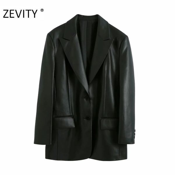 zevity women vintage solid color pu leather blazer coat office ladies pockets causal loose stylish outwear suit coats ct579 201023, White;black
zevity women vintage solid color pu leather blazer coat office ladies pockets causal loose stylish outwear suit coats ct579 201023, White;black