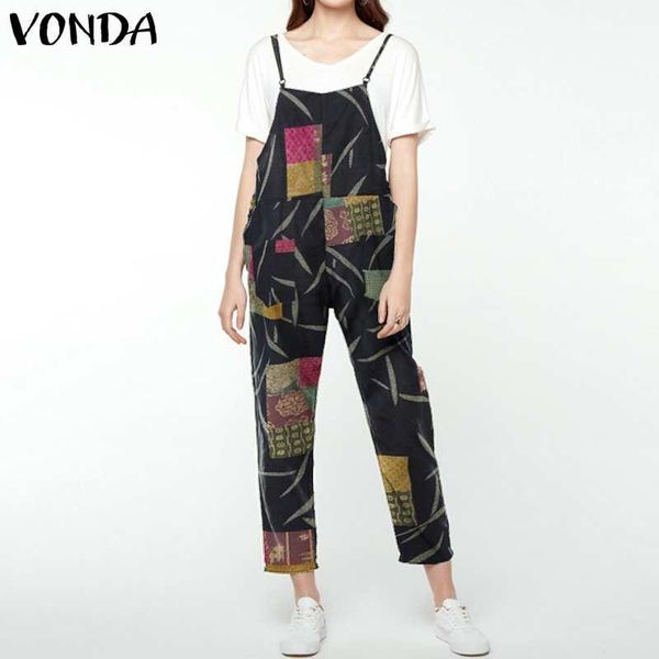 women's jumpsuits & rompers vonda 2021 sleeveless women plus size vintage printed overalls straight pants office playsuits femme jumpsu, Black;white
women's jumpsuits & rompers vonda 2021 sleeveless women plus size vintage printed overalls straight pants office playsuits femme jumpsu, Black;white