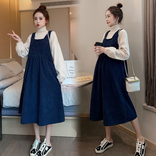 mother's autumn suit covering belly during pregnancy, showing thin and fashionable foreign style thickened shoulder skirt spring, White 
mother's autumn suit covering belly during pregnancy, showing thin and fashionable foreign style thickened shoulder skirt spring, White