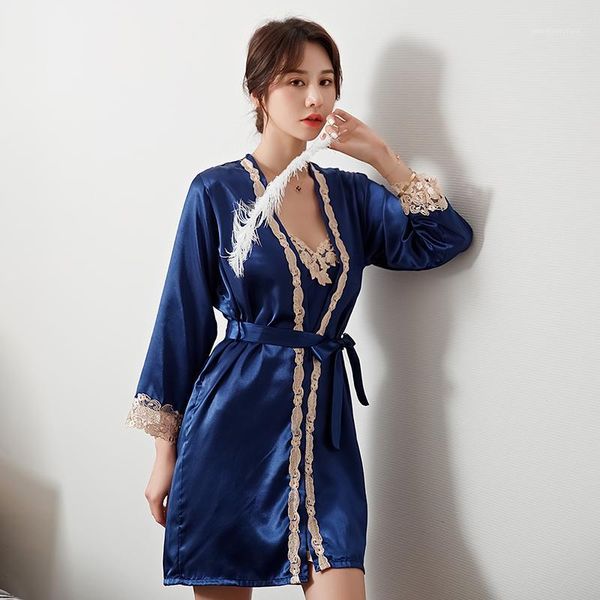 2pcs nighty&robe suit satin sleepwear nightgown women nightdress kimono bathrobe gown lace intimate lingerie homewear1, Black;red
2pcs nighty&robe suit satin sleepwear nightgown women nightdress kimono bathrobe gown lace intimate lingerie homewear1, Black;red
