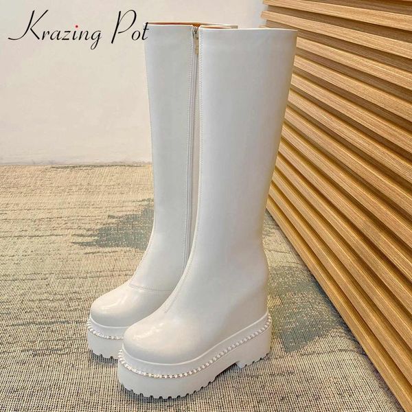 krazing pot big size riding boots split leather increasing waterproof round toe thick high heel zipper soft knee-high boots l27, Black
krazing pot big size riding boots split leather increasing waterproof round toe thick high heel zipper soft knee-high boots l27, Black