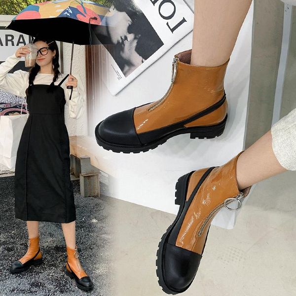 genuine leather women's ladies boots zippers decoration chunky heels ankle boots 2020 winter party shoes woman, Black
genuine leather women's ladies boots zippers decoration chunky heels ankle boots 2020 winter party shoes woman, Black