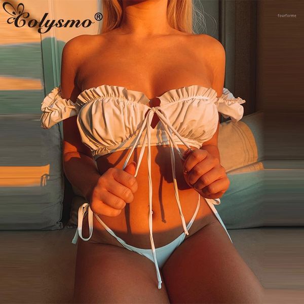 women's swimwear colysmo ruffle women print bikini 2021 lace up swimsuit backless bathing suit beachwear push two piece set biquini1, White;black
women's swimwear colysmo ruffle women print bikini 2021 lace up swimsuit backless bathing suit beachwear push two piece set biquini1, White;black