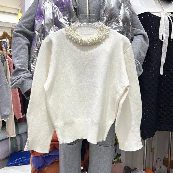 women's sweaters pearl beaded neck sweater for women autumn winter all-matching temperament long sleeve knit white black
women's sweaters pearl beaded neck sweater for women autumn winter all-matching temperament long sleeve knit white black