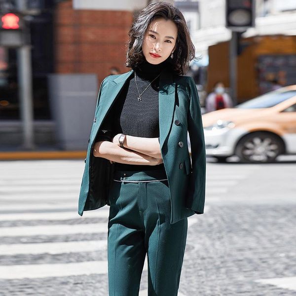 women's two piece pants autumn and winter suit overalls fashion solid color double breasted ladies jacket elegant business wear female, White
women's two piece pants autumn and winter suit overalls fashion solid color double breasted ladies jacket elegant business wear female, White