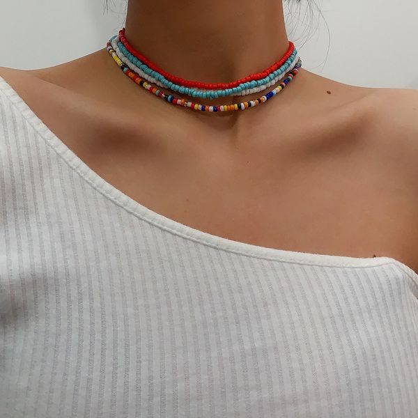 7pcs/set boho colorful resin seeds beads necklaces clavicle bead choker collar for women girl fashion beach party necklace statement jewelry, Silver
7pcs/set boho colorful resin seeds beads necklaces clavicle bead choker collar for women girl fashion beach party necklace statement jewelry, Silver