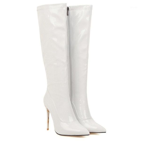 women boots patent leather thin high heel knee high boots fashion long pointed toe zipper autumn winter woman1, Black
women boots patent leather thin high heel knee high boots fashion long pointed toe zipper autumn winter woman1, Black