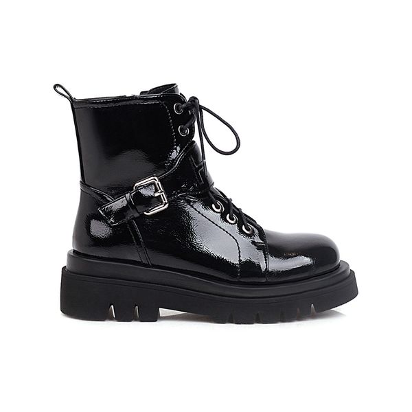 women ankle superfine boots fiber plus size fall and winte cross belts + metal buckle patent leather shoes tigz, Black
women ankle superfine boots fiber plus size fall and winte cross belts + metal buckle patent leather shoes tigz, Black
