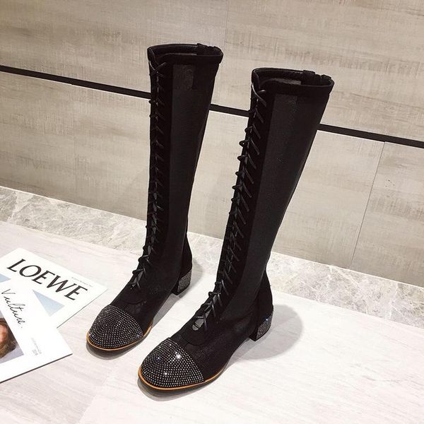 knee thigh summer chunky heel drilled boots fairy style low heel rhinestone sandal women casual boot -600-2, Black
knee thigh summer chunky heel drilled boots fairy style low heel rhinestone sandal women casual boot -600-2, Black