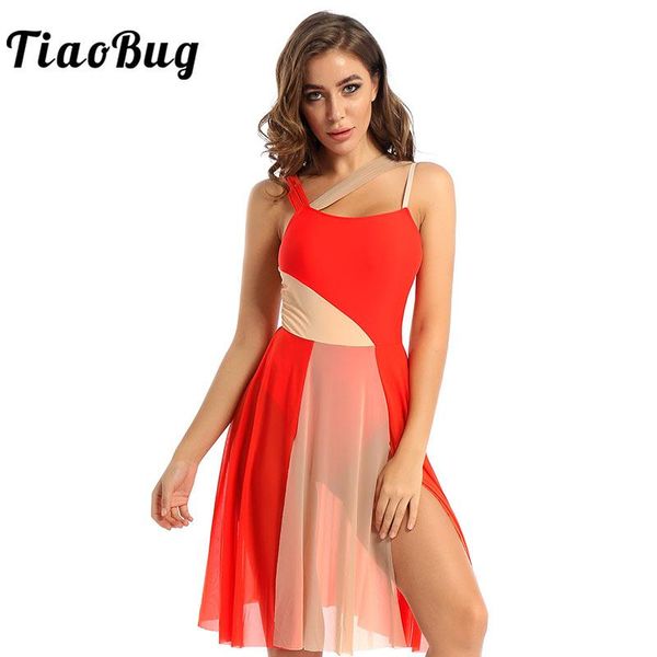 sleeveless mesh color block gymnastics ballet leotard women figure skating dress ballroom competition performance dance costume, Black;red
sleeveless mesh color block gymnastics ballet leotard women figure skating dress ballroom competition performance dance costume, Black;red