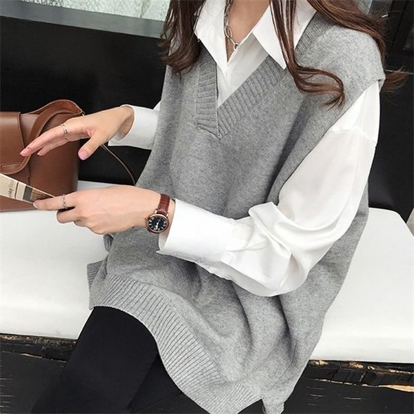 autumn winter v neck sleeveless sweater vest women oversized warm jumper knitted vest pollover women sweater pull femme 12239 q1217, White;black
autumn winter v neck sleeveless sweater vest women oversized warm jumper knitted vest pollover women sweater pull femme 12239 q1217, White;black