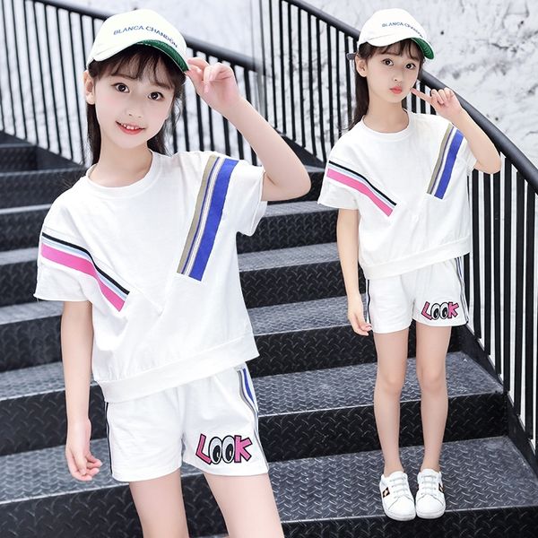 new summer girls sets children's clothing set short sweatshirt + pants 2 piece baby girl clothes 3 4 5 6 8 9 10 12 years y200525, White 
new summer girls sets children's clothing set short sweatshirt + pants 2 piece baby girl clothes 3 4 5 6 8 9 10 12 years y200525, White