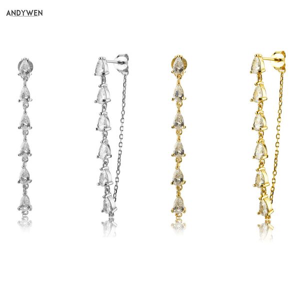 andywen 925 sterling silver gold long line 45cm stud earring ovals clear cz zircon chains rock punk women crystal jewelry q1214, Golden;silver
andywen 925 sterling silver gold long line 45cm stud earring ovals clear cz zircon chains rock punk women crystal jewelry q1214, Golden;silver