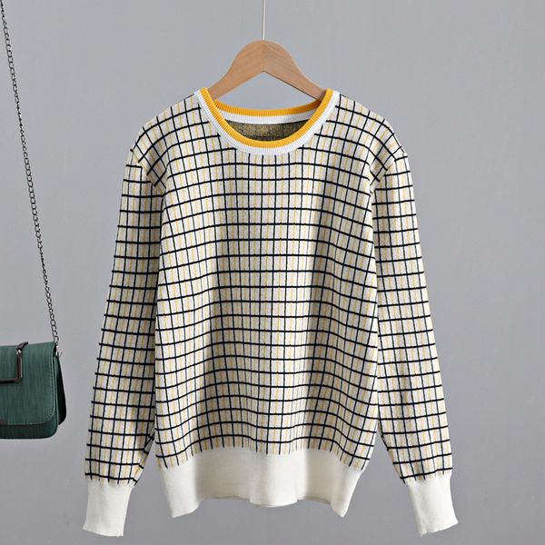2021 new plaid women pullovers and sweaters o neck long sleeve female jumper winter fall elegant jacquard knitted sweater 0mwm, White;black
2021 new plaid women pullovers and sweaters o neck long sleeve female jumper winter fall elegant jacquard knitted sweater 0mwm, White;black