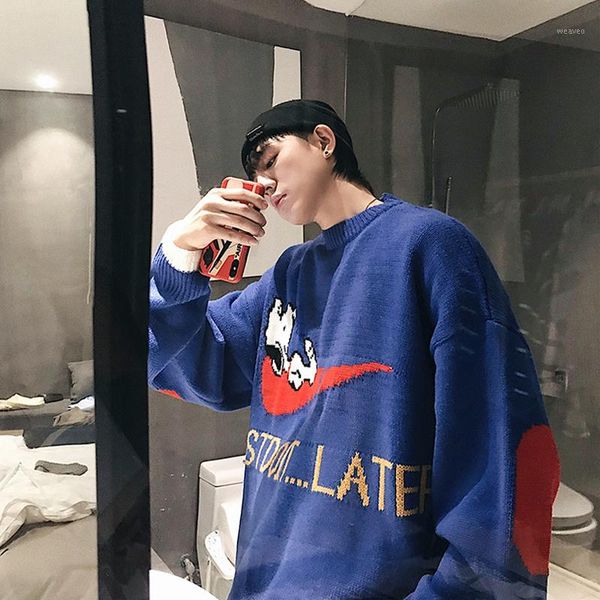 2019 spring and autumn new trend sweater play cartoon print men's loose stripe bottoming pullover gray / blue -2xl1, White;black
2019 spring and autumn new trend sweater play cartoon print men's loose stripe bottoming pullover gray / blue -2xl1, White;black