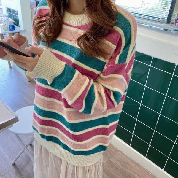 women block color stripe knitting pullovers 2020 summer female students preppy style sweater young ladies fashion knitwear coats1, White;black
women block color stripe knitting pullovers 2020 summer female students preppy style sweater young ladies fashion knitwear coats1, White;black