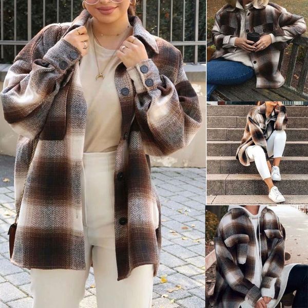 vintage women coat 2020 long sleeve pockets button coats ladies thick plaid coat female streetwear elegant girls oversize 30h1, Black;brown
vintage women coat 2020 long sleeve pockets button coats ladies thick plaid coat female streetwear elegant girls oversize 30h1, Black;brown