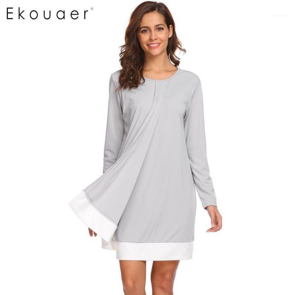 ekouaer women nightgown autumn sleepwear contrast color round neck long sleeve loose night dress female nightwear1, Black;red
ekouaer women nightgown autumn sleepwear contrast color round neck long sleeve loose night dress female nightwear1, Black;red