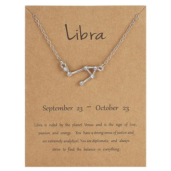 12 constellation pendant necklace with message card for women girl star zodiac sign aries pisces choker necklaces birthday gifts h bbyhea, Silver
12 constellation pendant necklace with message card for women girl star zodiac sign aries pisces choker necklaces birthday gifts h bbyhea, Silver