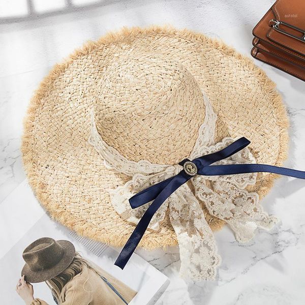 new straw hat female summer beach holiday sunbonnet burr bow seaside travel sun hat big brim1, Blue;gray
new straw hat female summer beach holiday sunbonnet burr bow seaside travel sun hat big brim1, Blue;gray