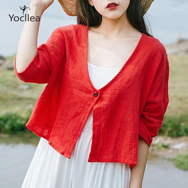 women's blouses & shirts summer cotton and linen large size loose cardigan short coat thin 3/4 sleeve sunscreen shirt women 1, White
women's blouses & shirts summer cotton and linen large size loose cardigan short coat thin 3/4 sleeve sunscreen shirt women 1, White