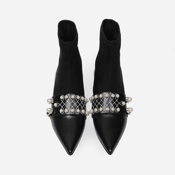 2020 pearl buckles women stretch fabric patchwork ankle boots pointy toe ladies slip on black leather boots spring boot1
2020 pearl buckles women stretch fabric patchwork ankle boots pointy toe ladies slip on black leather boots spring boot1